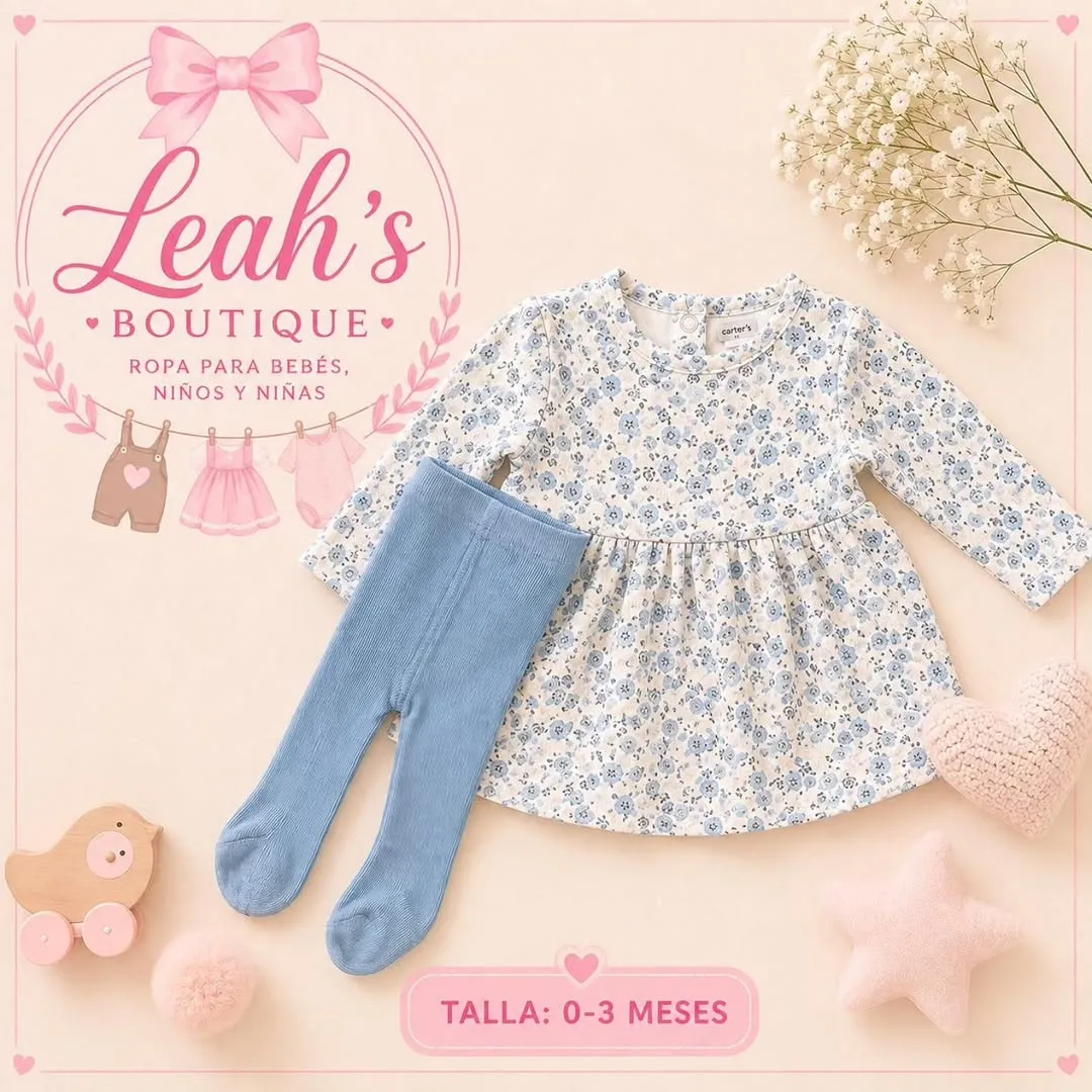 Conjunto floral Carter's con legging celeste